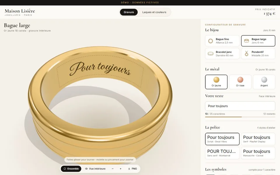 Configurateur de bijoux en 3D